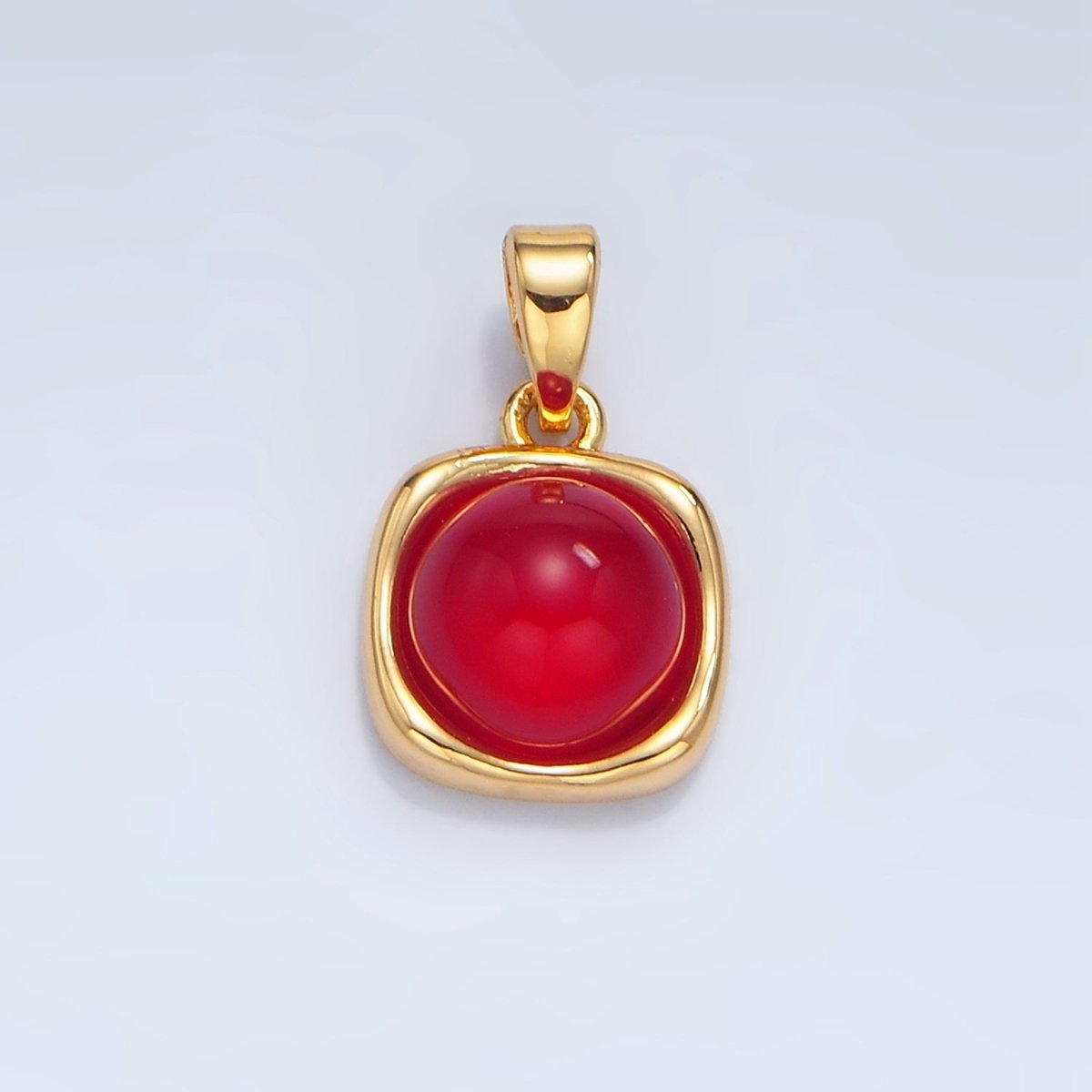 24K Gold Filled Shell Pearl, Carnelian, Onyx Round Molten Bezel Pendant | H472 AA134 AA980