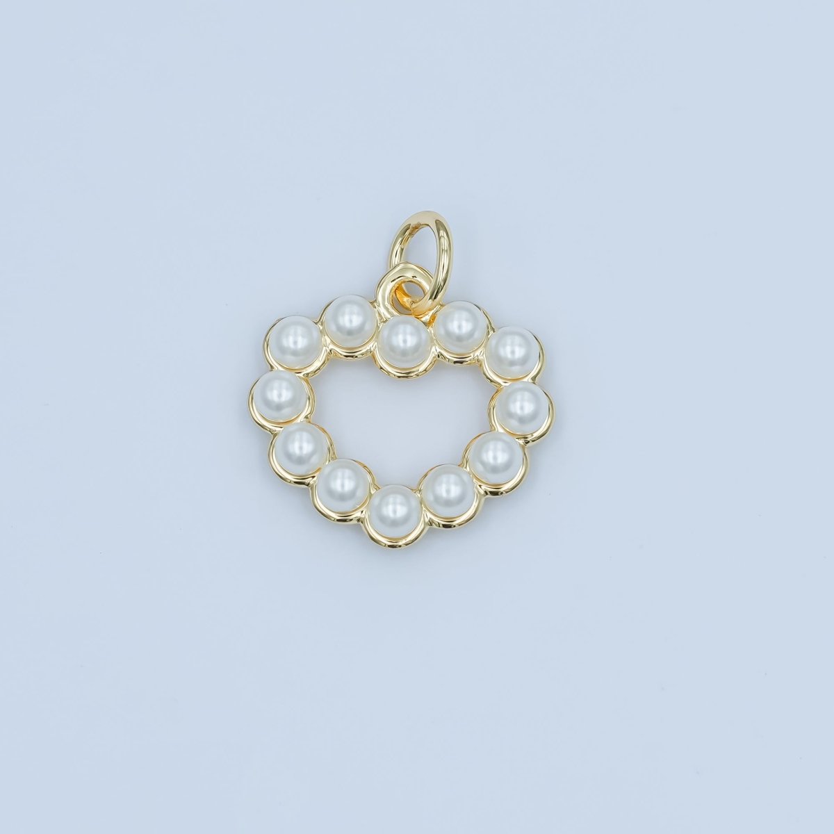 24K Gold Filled Shell Pearl Open Outline Heart Charm | M320