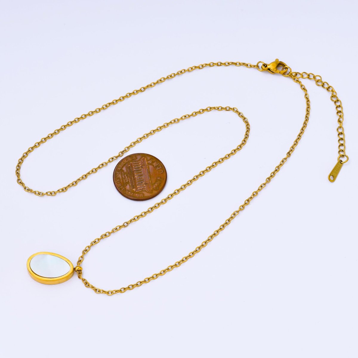 24K Gold Filled Shell Pearl Oval Cable 18 Inch Necklace w. 2 Inch Extender | WA-2658
