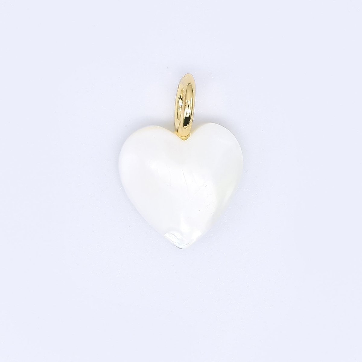 24K Gold Filled Shell Pearl White Pure Love Heart Charm | P-1733 P-1847