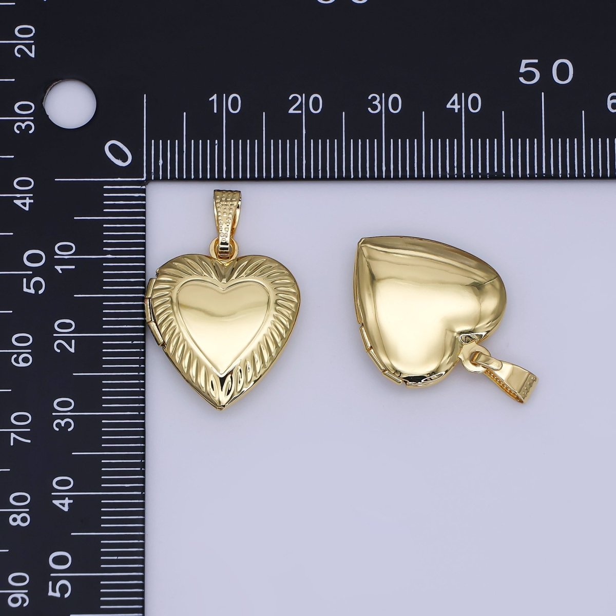 24K Gold Filled Sunburst Heart Locket Pendant for Photo Charm | AH490
