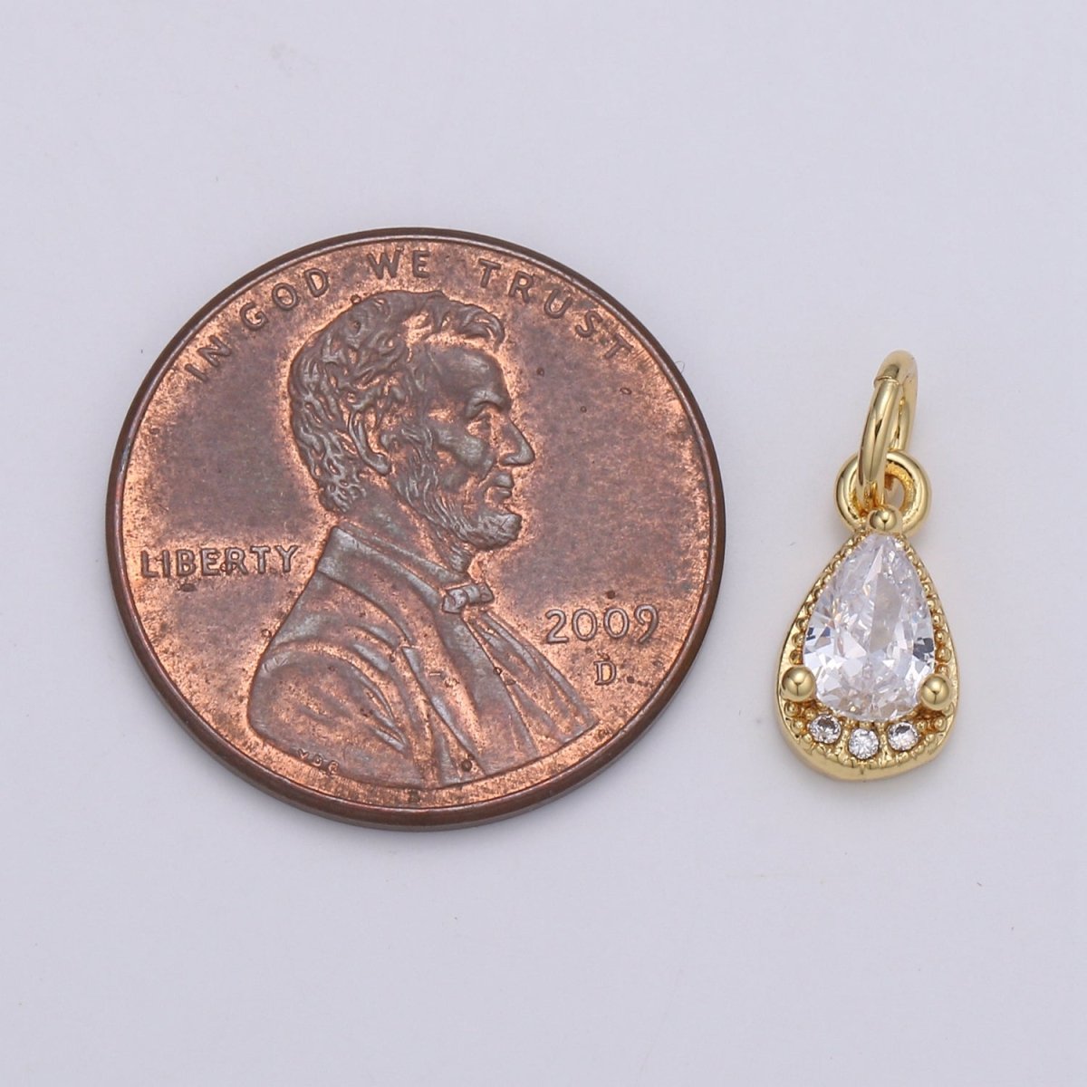 24K Gold Filled Tear Drop Crystal Charm E-079-E-081