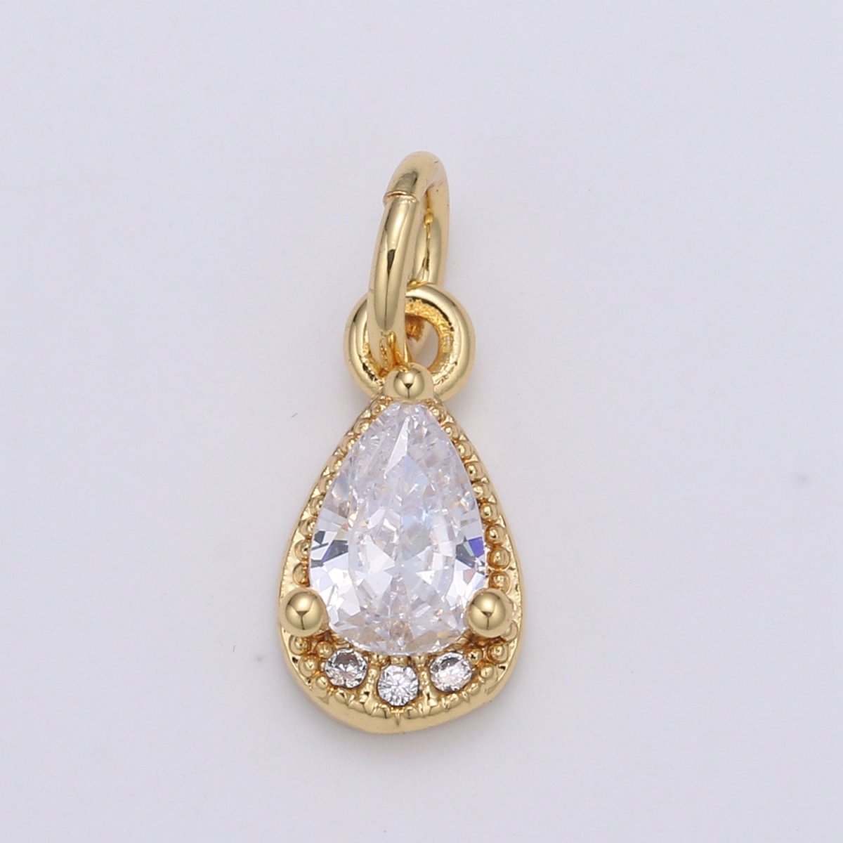 24K Gold Filled Tear Drop Crystal Charm E-079-E-081
