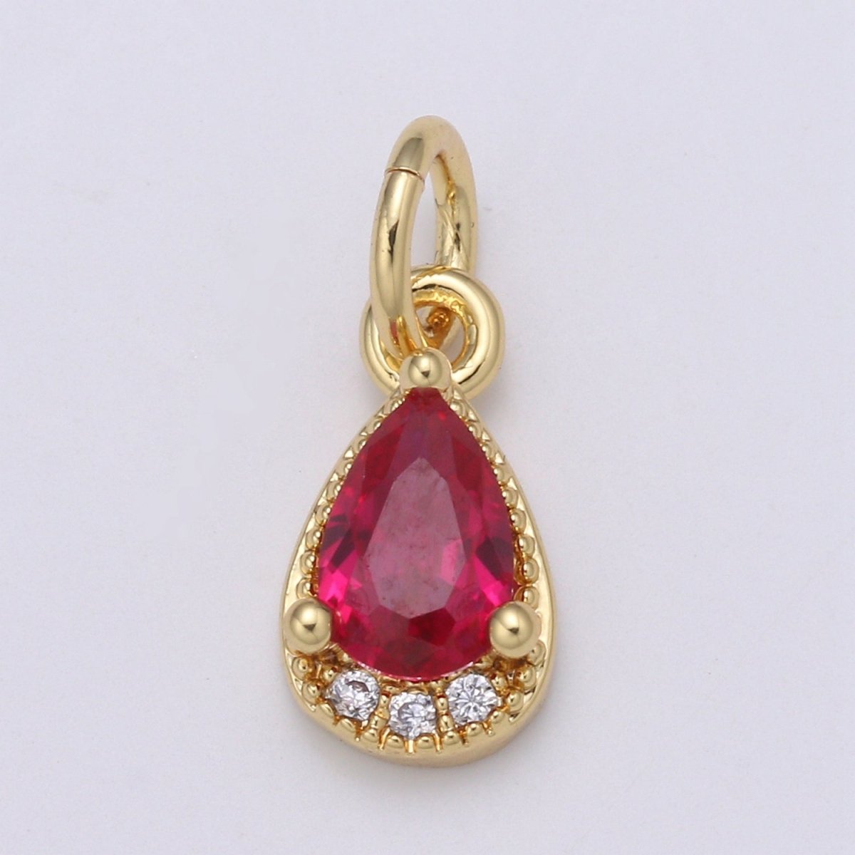 24K Gold Filled Tear Drop Crystal Charm E-079-E-081