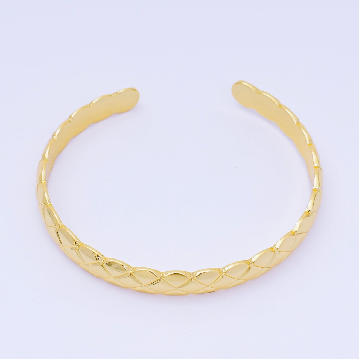24K Gold Filled Textured Wave Bangle Bracelet | WA-3405