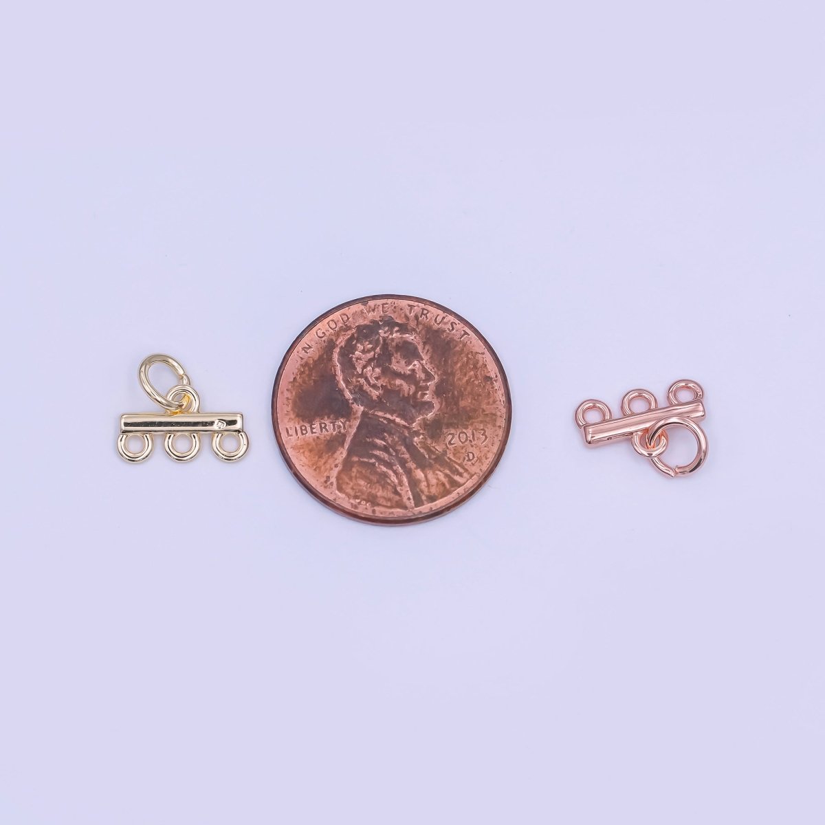 24K Gold Filled Triple Loop Drop Charm Bar Findings in Gold, Silver & Rose Gold | Z1149 Z1150