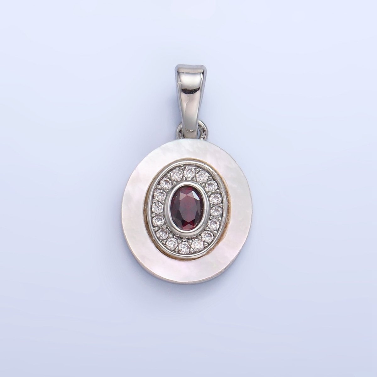 24K Gold Filled Turquoise, Green, Red CZ Shell Pearl Oval Pendant | AA1041 - AA1043