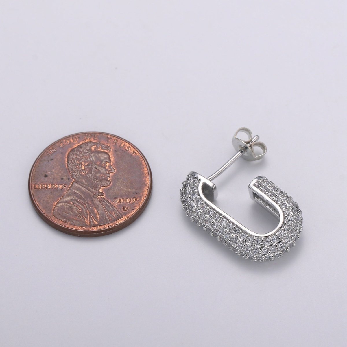 24K Gold Full Pave CZ Stud Earring, White Gold filled Micro Pave Earring Bold Earring Statement Earring Chunky Q-513 Q-514