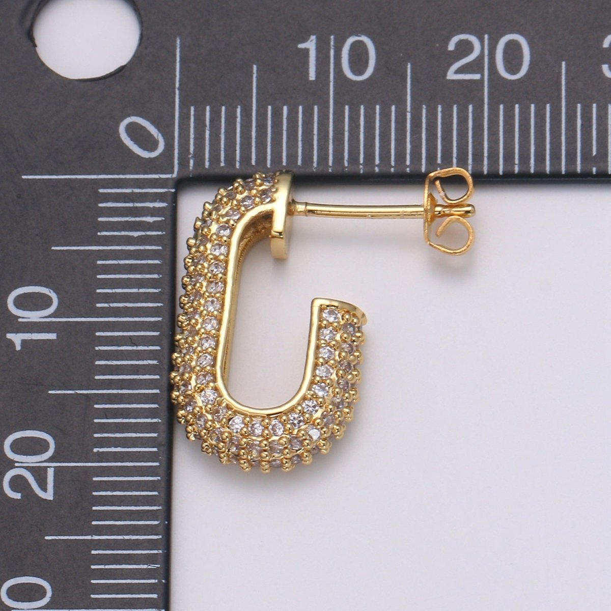 24K Gold Full Pave CZ Stud Earring, White Gold filled Micro Pave Earring Bold Earring Statement Earring Chunky Q-513 Q-514