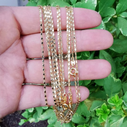 24K Gold Plated Scroll Chain, 17.9" Designed Chain, Dainty 1.5mm Designed Necklace w/ Spring Ring | CN-825 Clearance Pricing