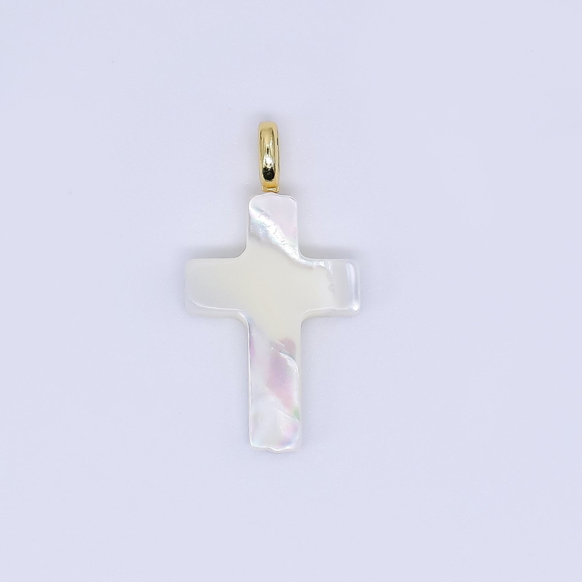 24K Gold Shell Pearl Shiny Holy Cross Charm Pendant | AF-552 P-1738