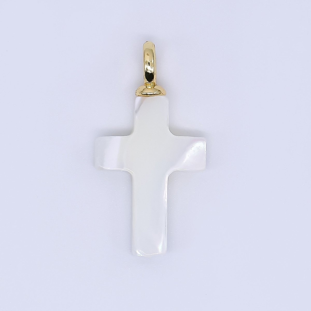 24K Gold Shell Pearl Shiny Holy Cross Charm Pendant | AF-552 P-1738