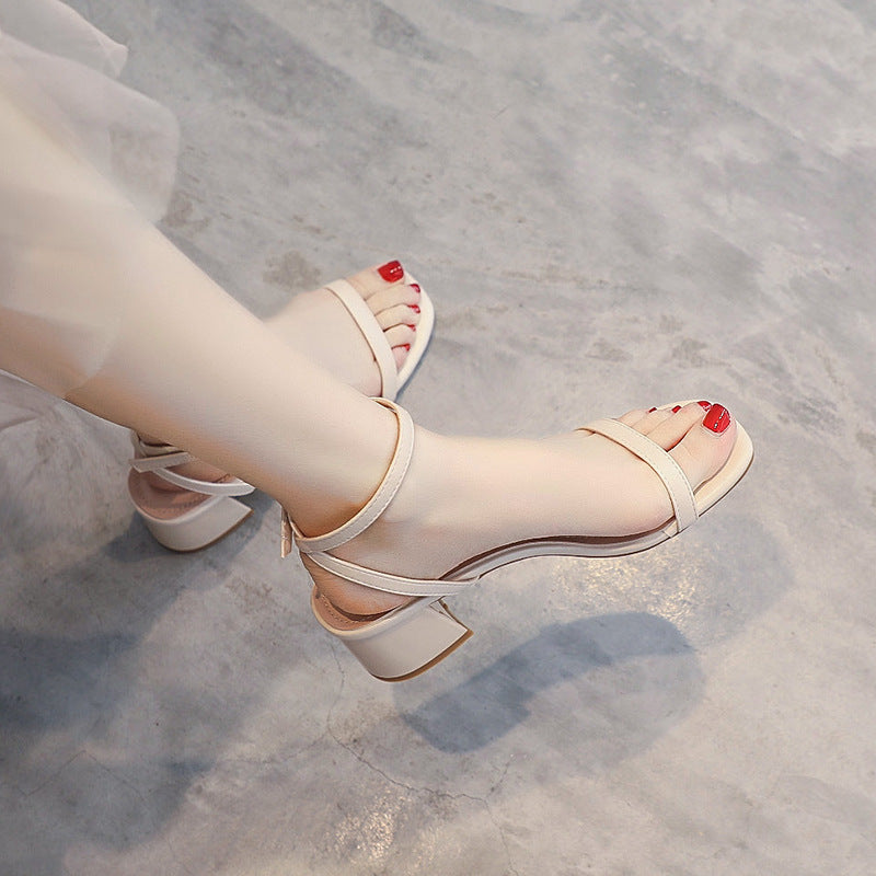 Women’s Ankle Strap Mid Stiletto Heel Sandal Open-toed Fairy Style