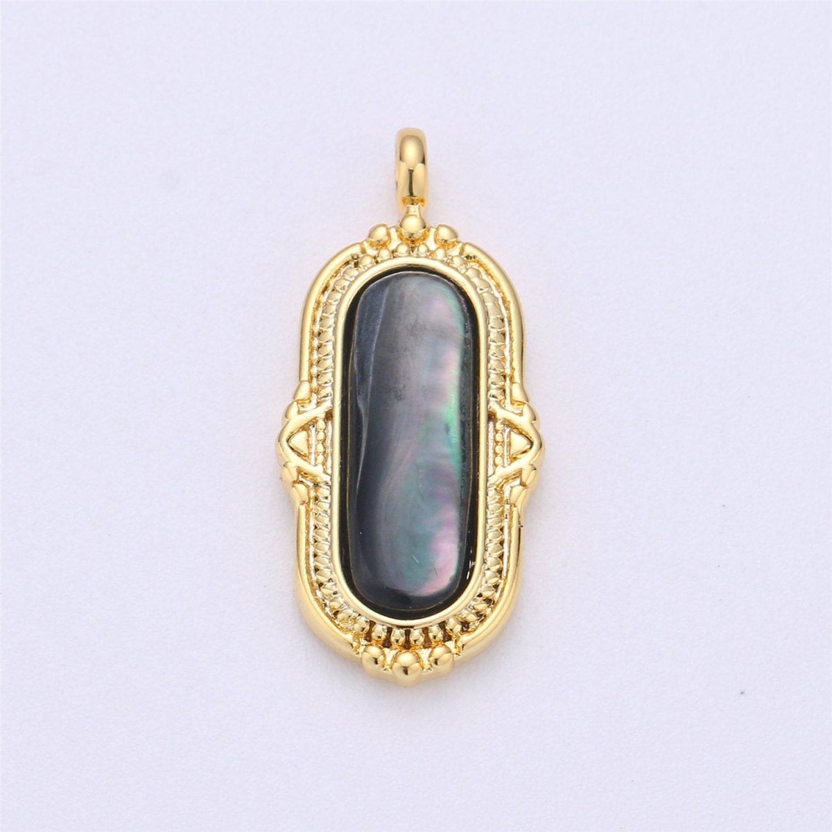 25x12mm Oval Charm, mother of pearl in 24k Gold Filled for Necklace Earring Component Pink White Black Pearl Charm, D-805, D-806