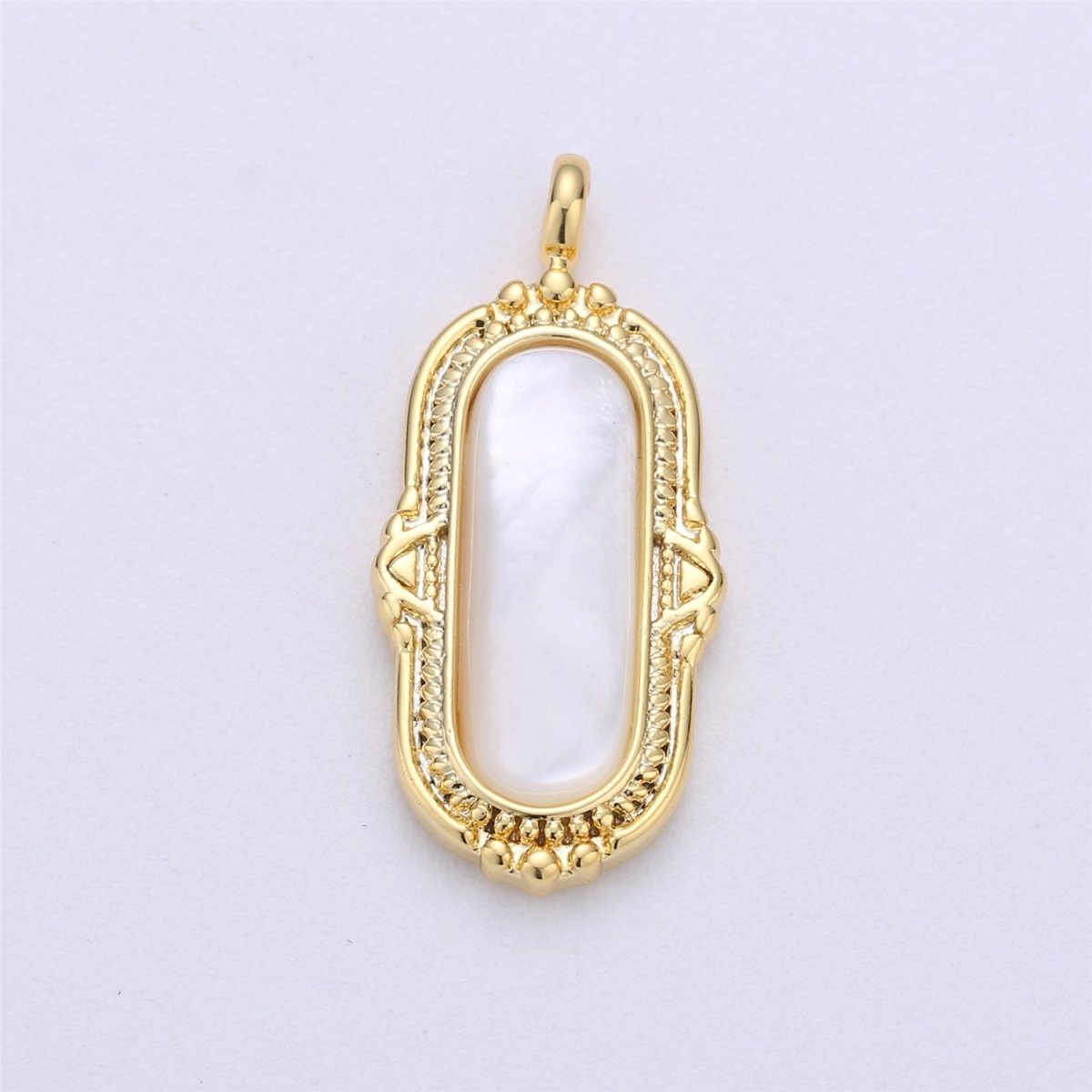 25x12mm Oval Charm, mother of pearl in 24k Gold Filled for Necklace Earring Component Pink White Black Pearl Charm, D-805, D-806