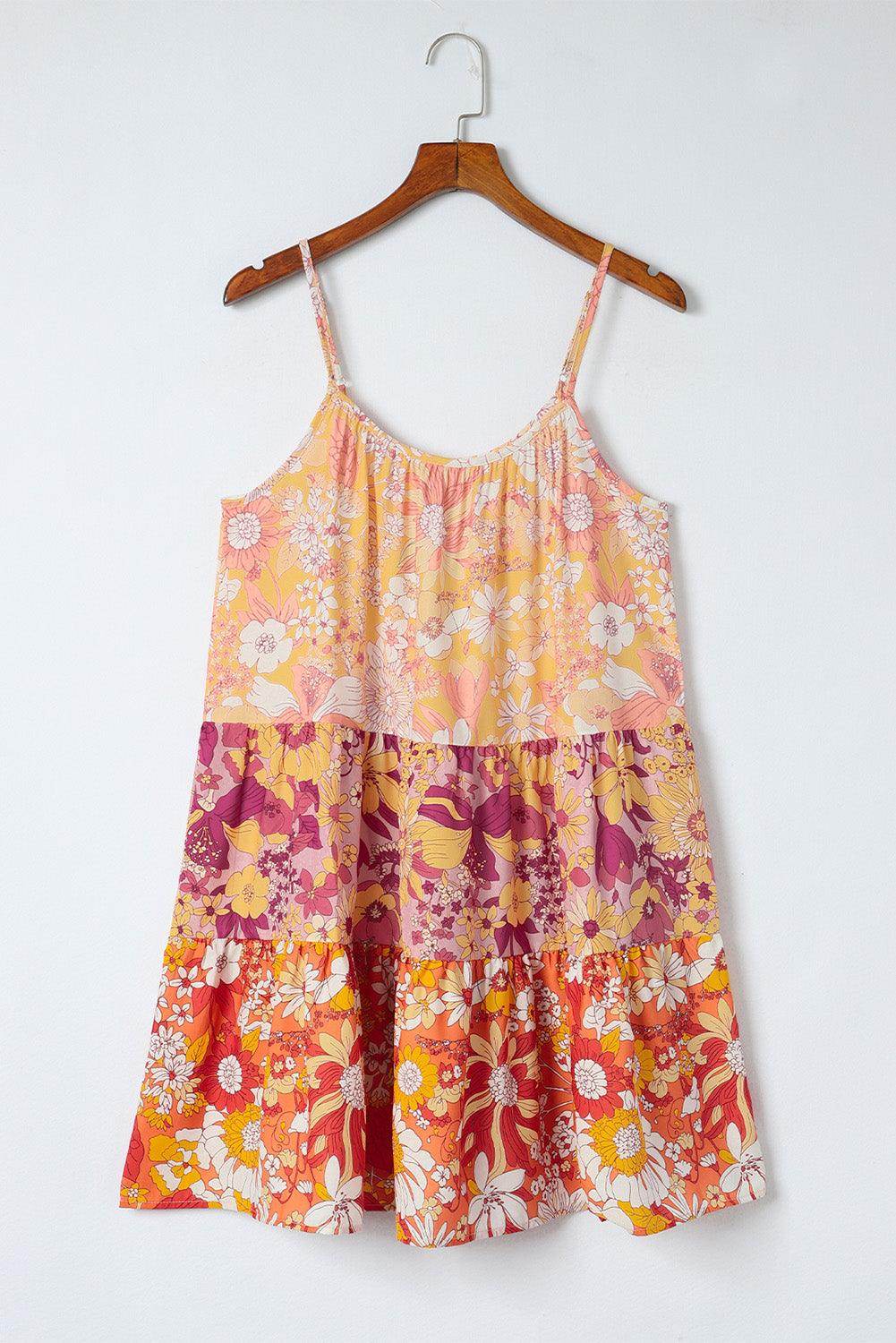 Floral Spaghetti Strap Tiered Dress for Summer Events