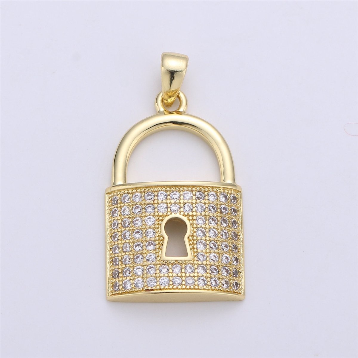 26X14mm Gold Filled Micro Pave lock heart Pendant , Cubic Lock Charms , Silver Lock Necklace Earring Charms Supply I-256