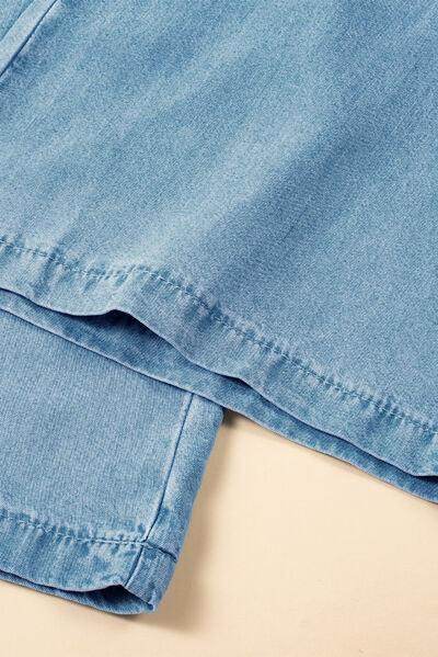 Drawstring Cargo Pocket Wide Leg Jeans for All-Day Comfort