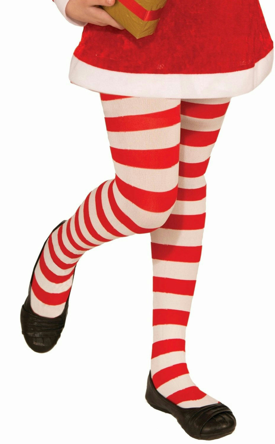 Red and White Striped Child Christmas Candy Cane Tights Size Large 12-14