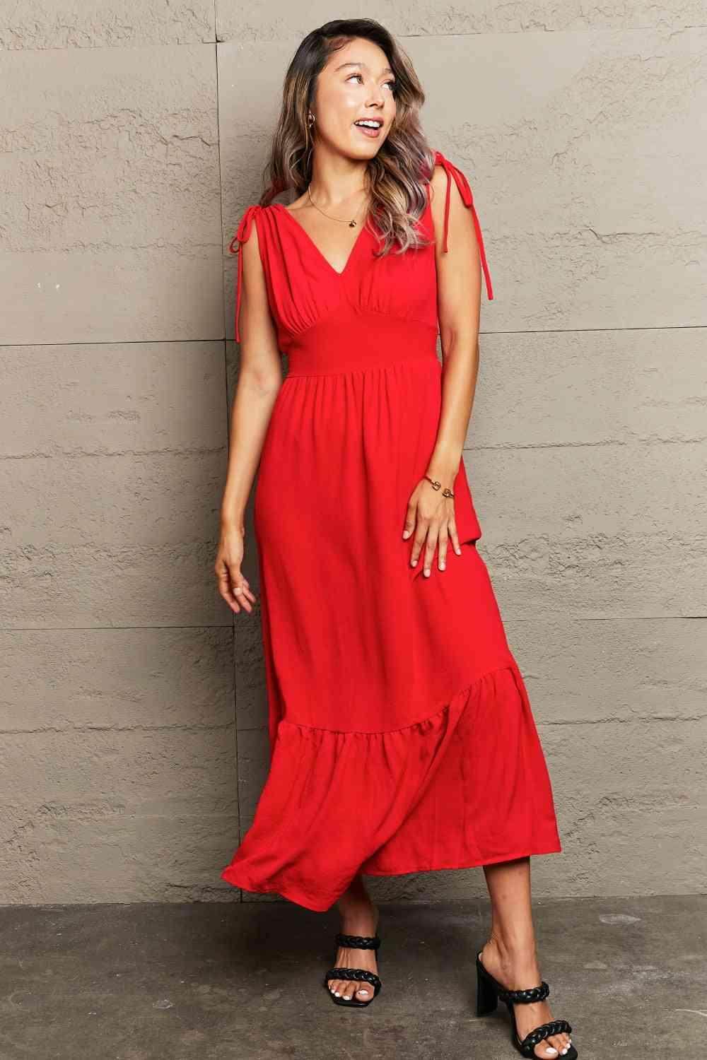 Perfee Drawstring V-Neck Sleeveless Dress for Women