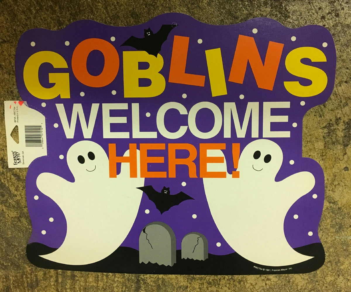 Goblins Welcome Here Halloween Ghost Bats Cardstock Wall Window Decoration Decor