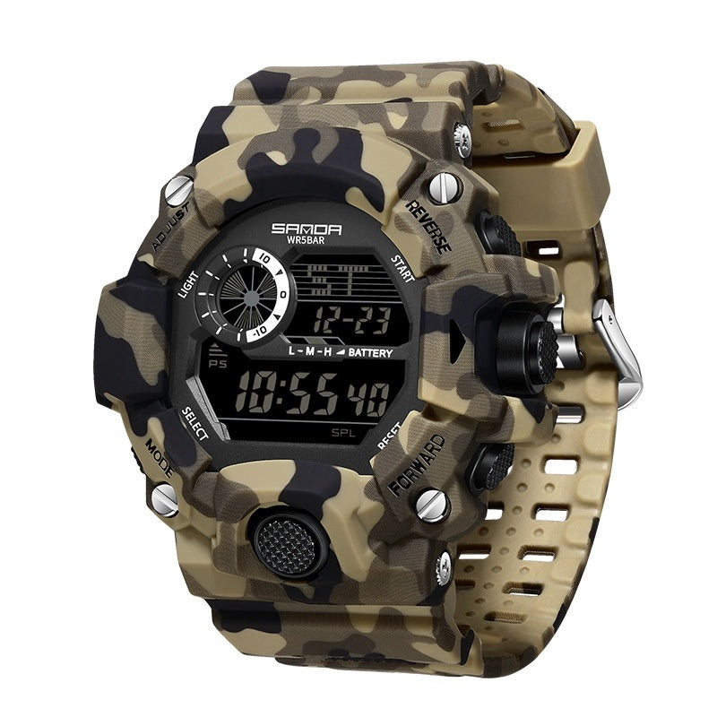 Shock Military Army Mens Watch In Camouflage Style With LED Digital Back Light With Luminous Effect