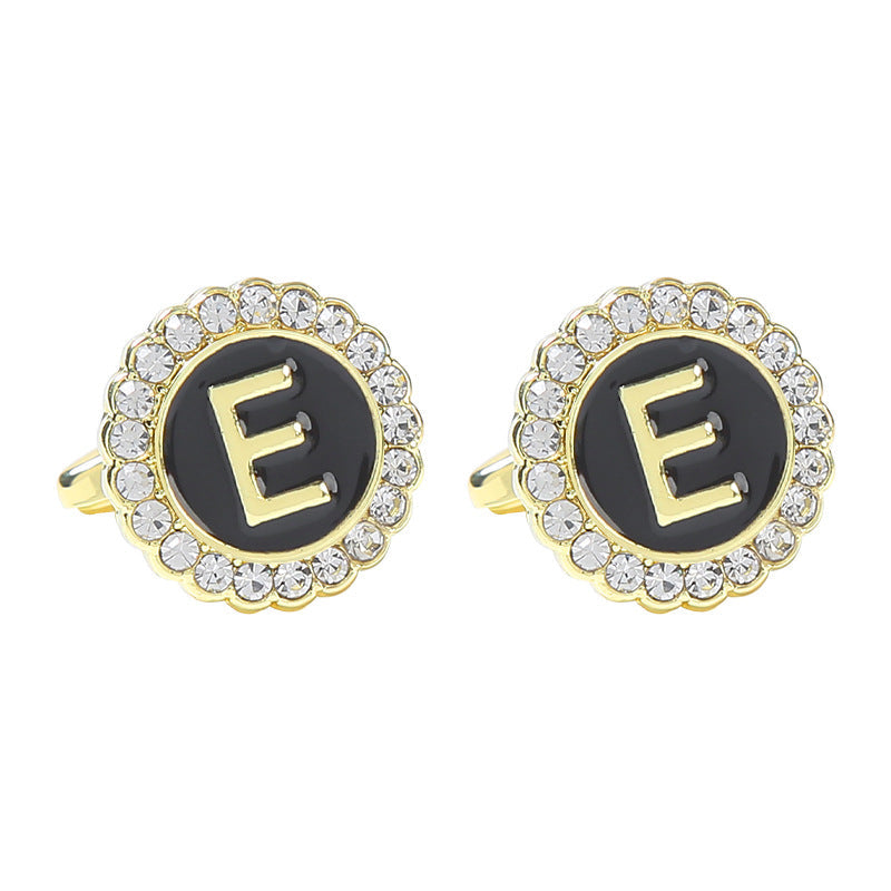 Round Diamond French Cufflinks Men&