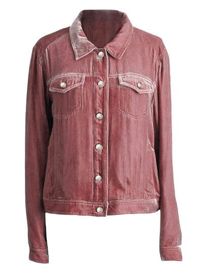 Casual Button-Up Long Sleeve Jacket with Chest Pockets and Relaxed Fit