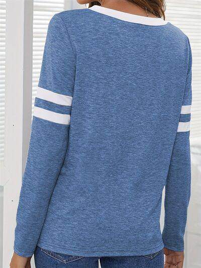 Heathered V-Neck Long Sleeve T-Shirt for Women Casual Wear