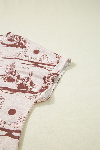 Printed Round Neck Short Sleeve T-Shirt