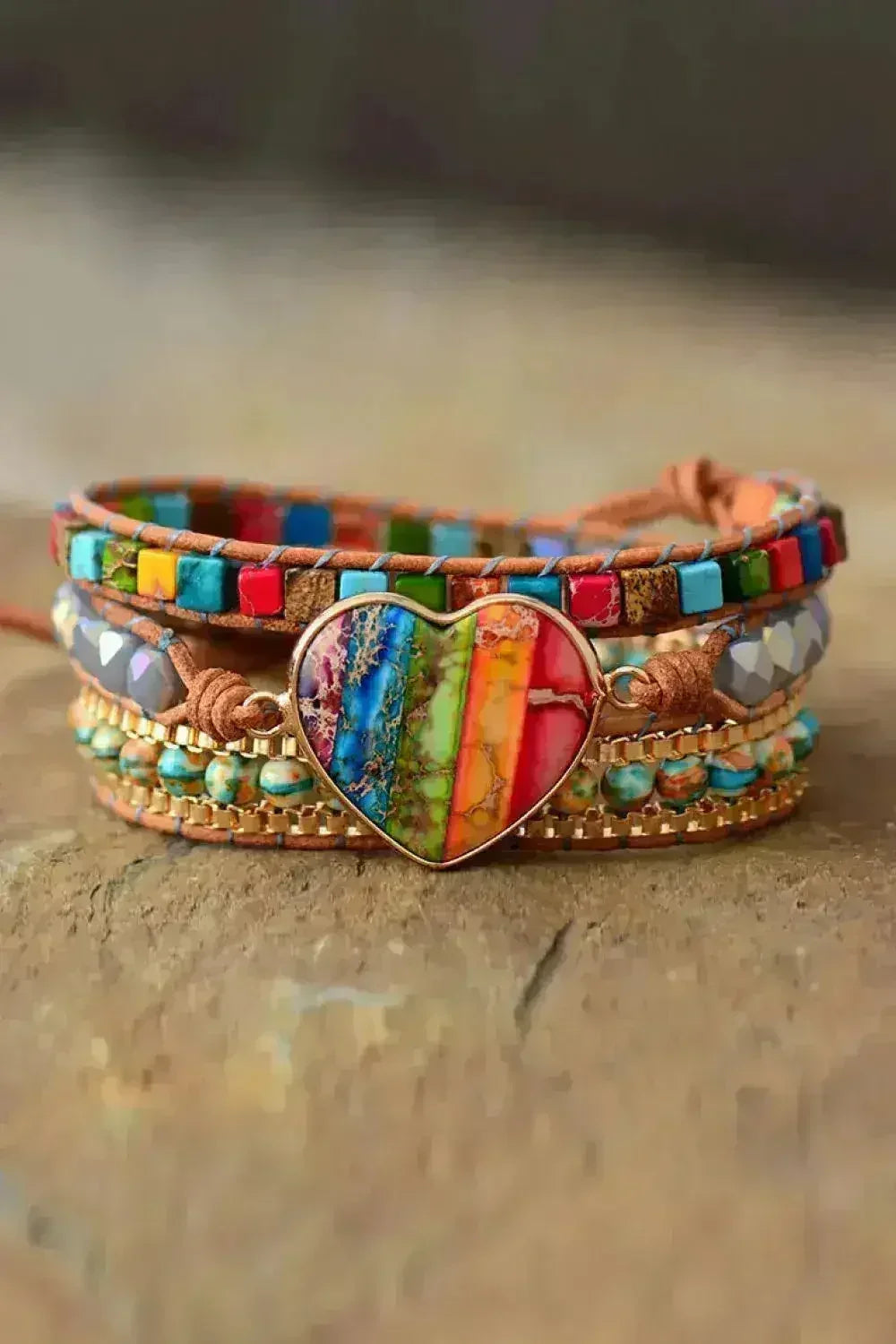 Imperial Jasper Bracelet | Crystal Layered Jewelry | Natural Stone