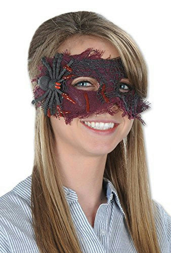 Creepy Spider Dripping Blood Burlap Eye Mask Costume Accessory