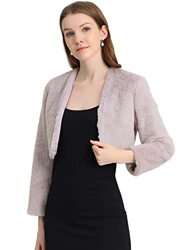 Hot Pink Fur Coat - Allegra K Womens Christmas Cropped Jacket Evening Open Front Bolero Faux Fur Shrug