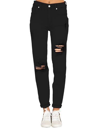 Mom Jeans - luvamia Boyfriend Jeans for Women Stretch High Waisted Ripped Distressed Mom Jeans Slim Denim Pants