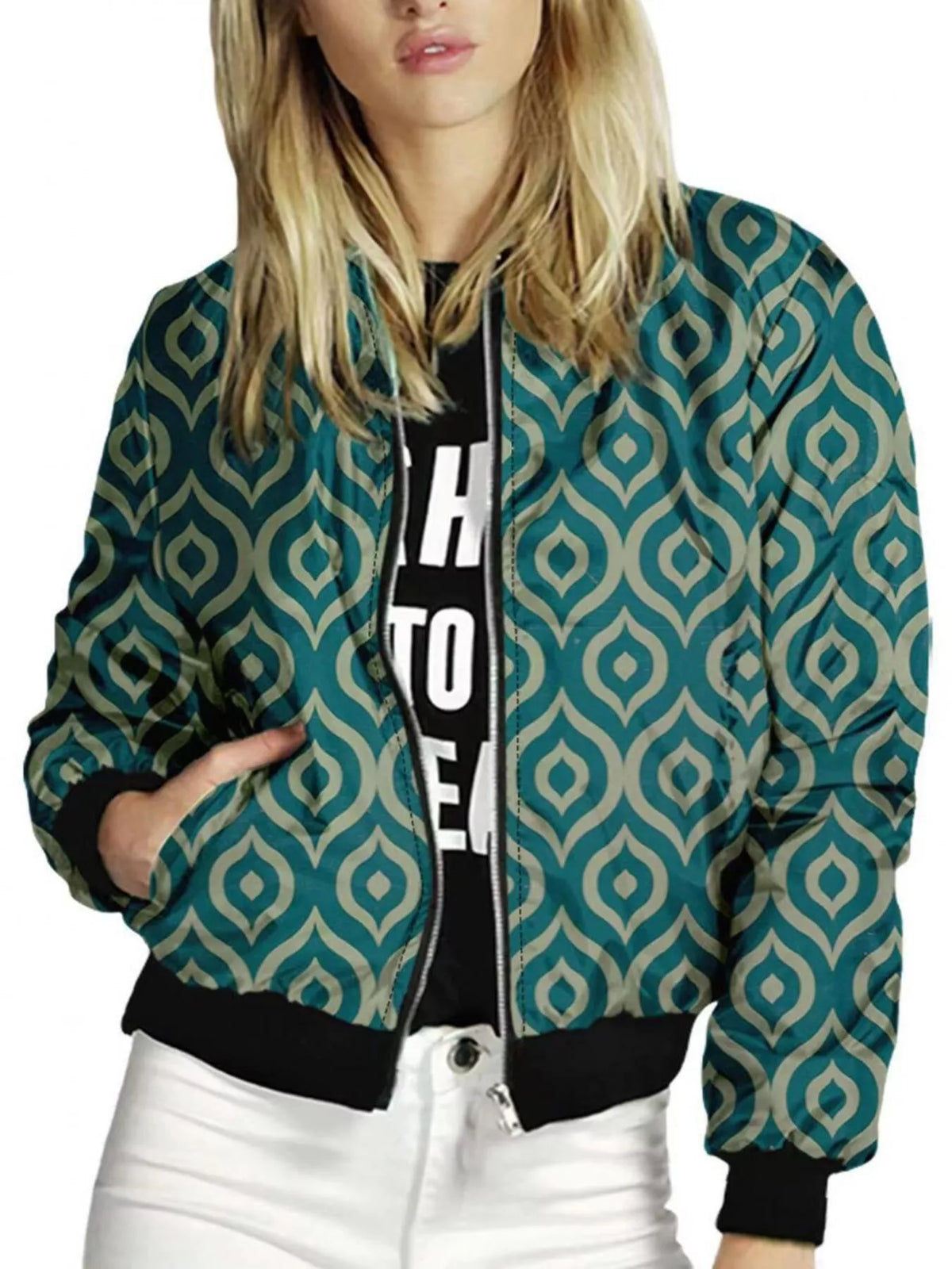 Zip Up Printed Jacket