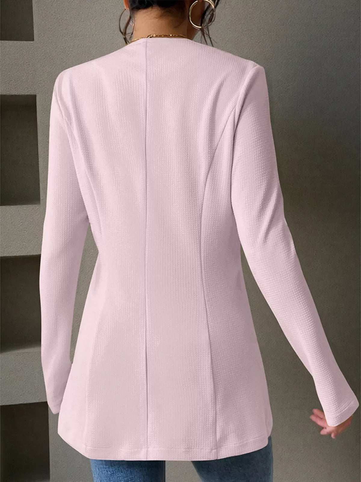 One Button Long Sleeve Blazer