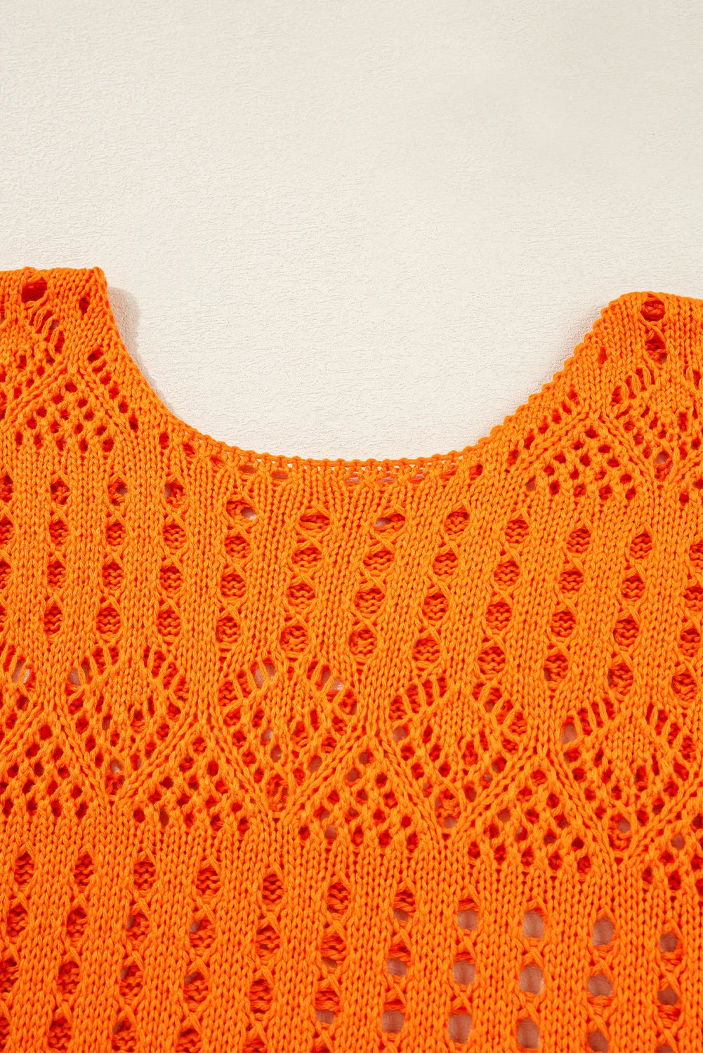 Carrot Solid Color Crochet Scallop Edge Sweater
