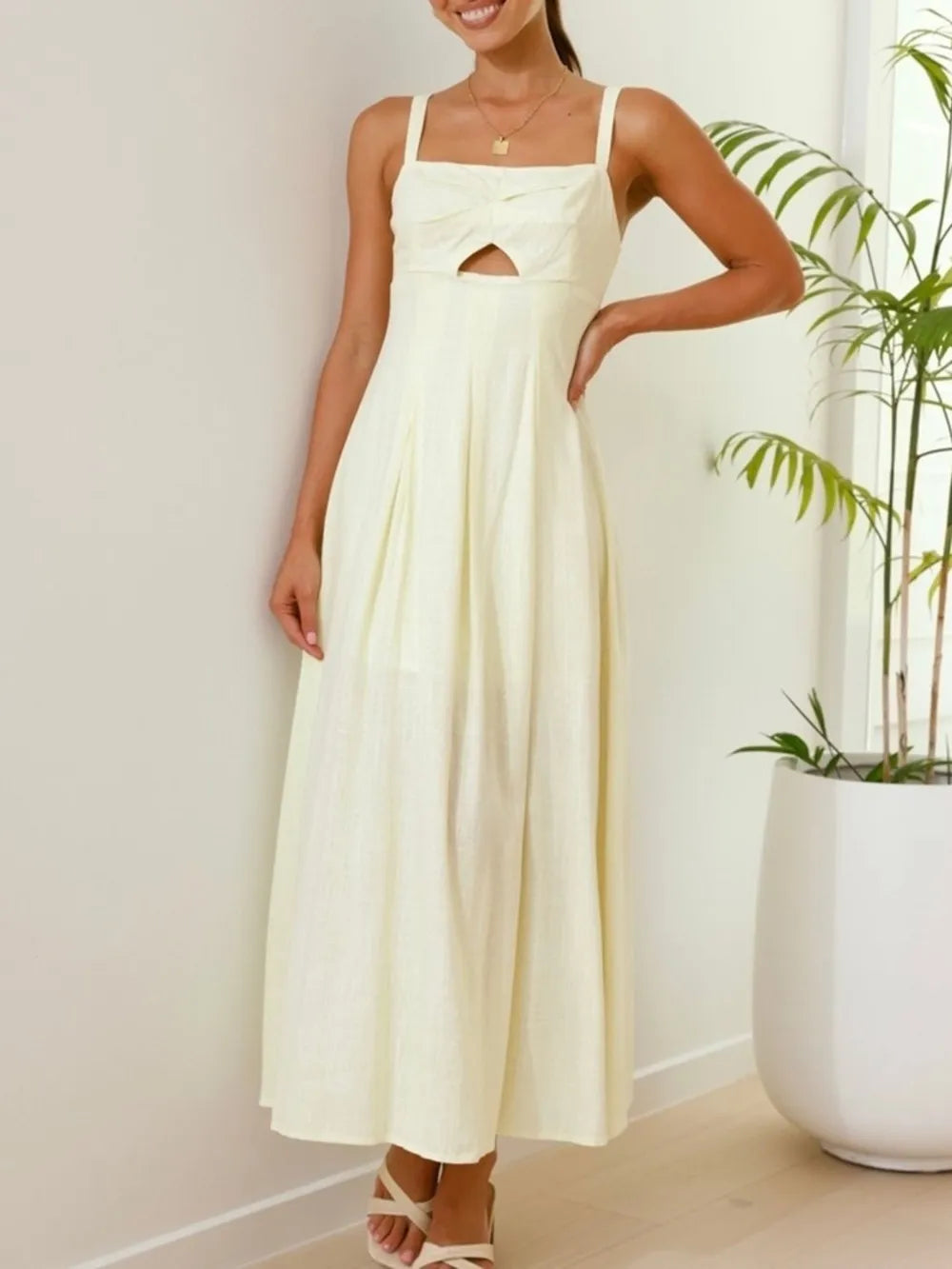 Devine Cutout Square Neck Cami Dress