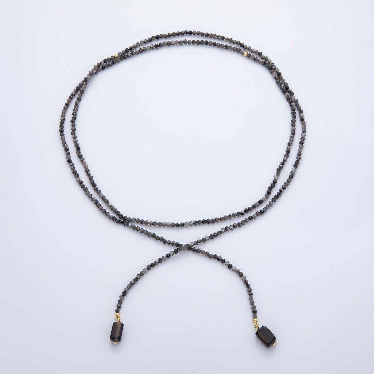 3.4mm Black, Green, Blue Dyed Agate Rondelle Bead Strands Wrap Necklace | WA-1229