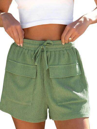 Drawstring High Waist Shorts with Pockets for Women