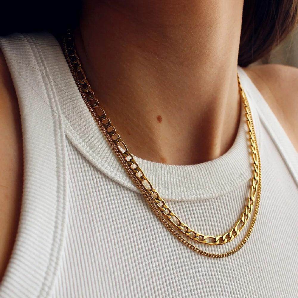 Stainless Steel Double-Layered Necklace for Elegant Style