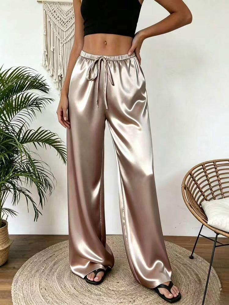 Relaxed stretch acetate wide-leg women&