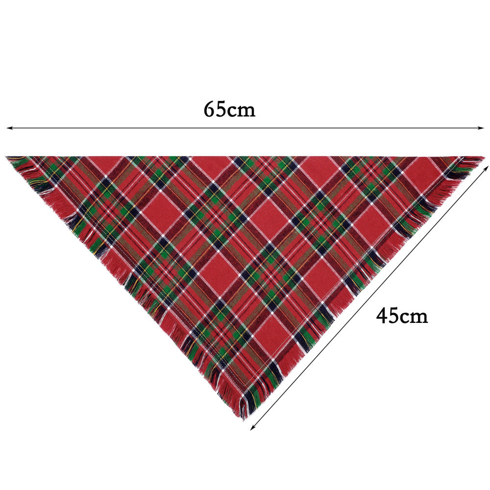 Vivifying Fall Dog Bandana With Tassels Edges Classic Plaid Triangle Dog Apparel Accessories Unny Dog Scarf Costume For Thanksgiving Photo Prop And Party Decor