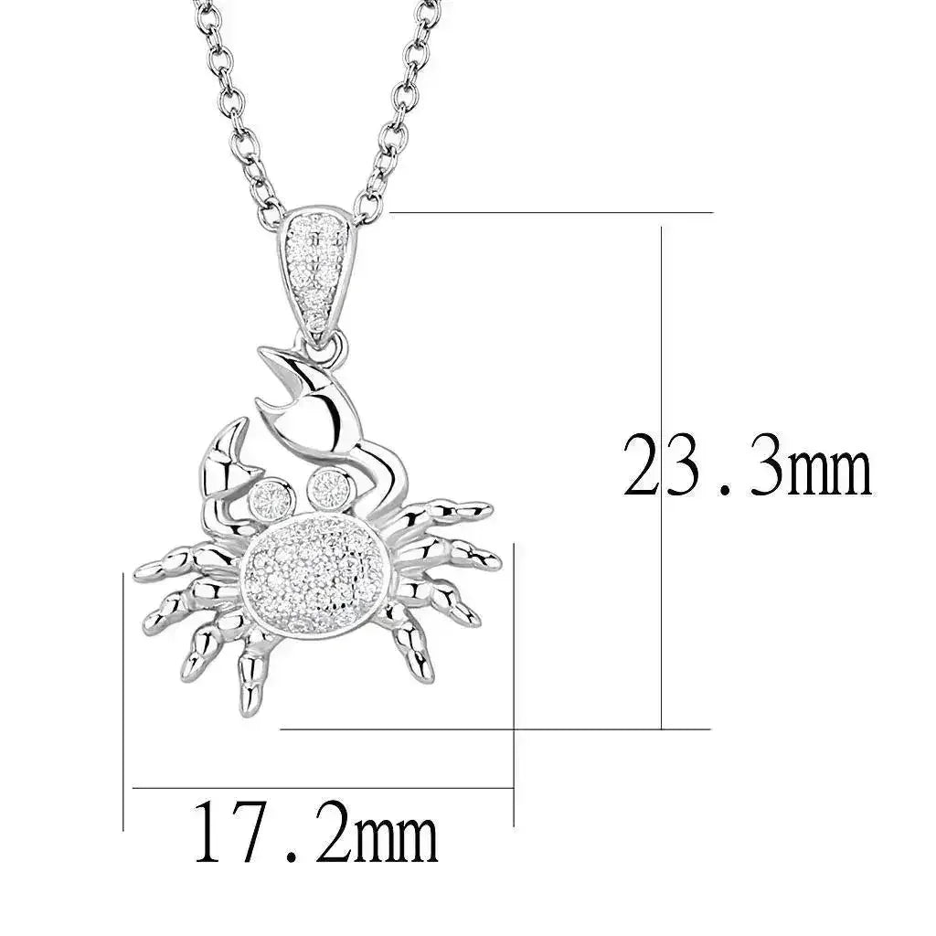 3W1377 - Rhodium 925 Sterling Silver Chain Pendant with AAA Grade CZ