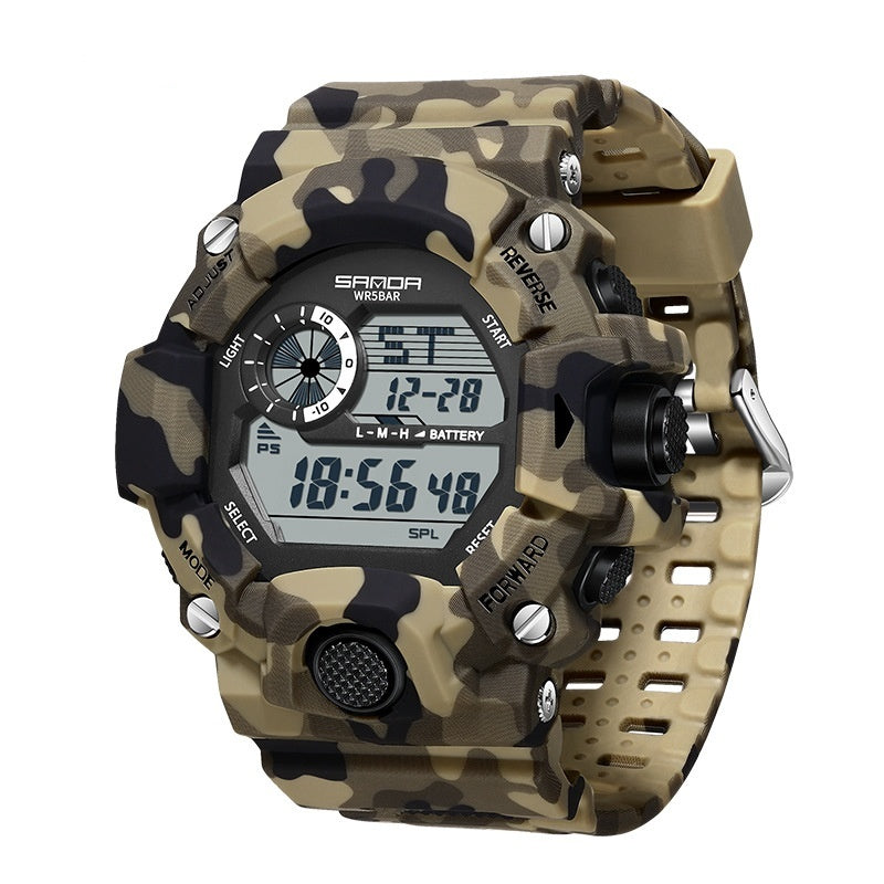 Shock Military Army Mens Watch In Camouflage Style With LED Digital Back Light With Luminous Effect