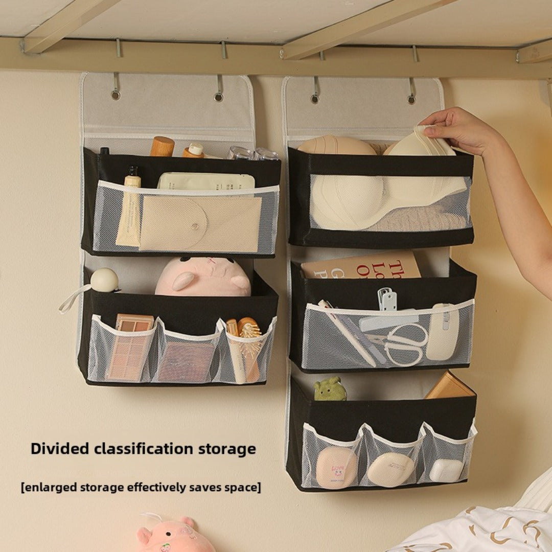 Dormitory multi-layer visual storage hanging bag foldable large-capacity item shelf wall-mounted layered hanging bag