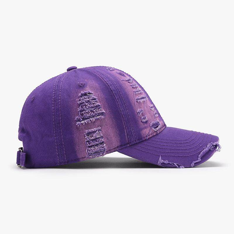 Distressed Adjustable Cotton Baseball Cap for Everyday Wear