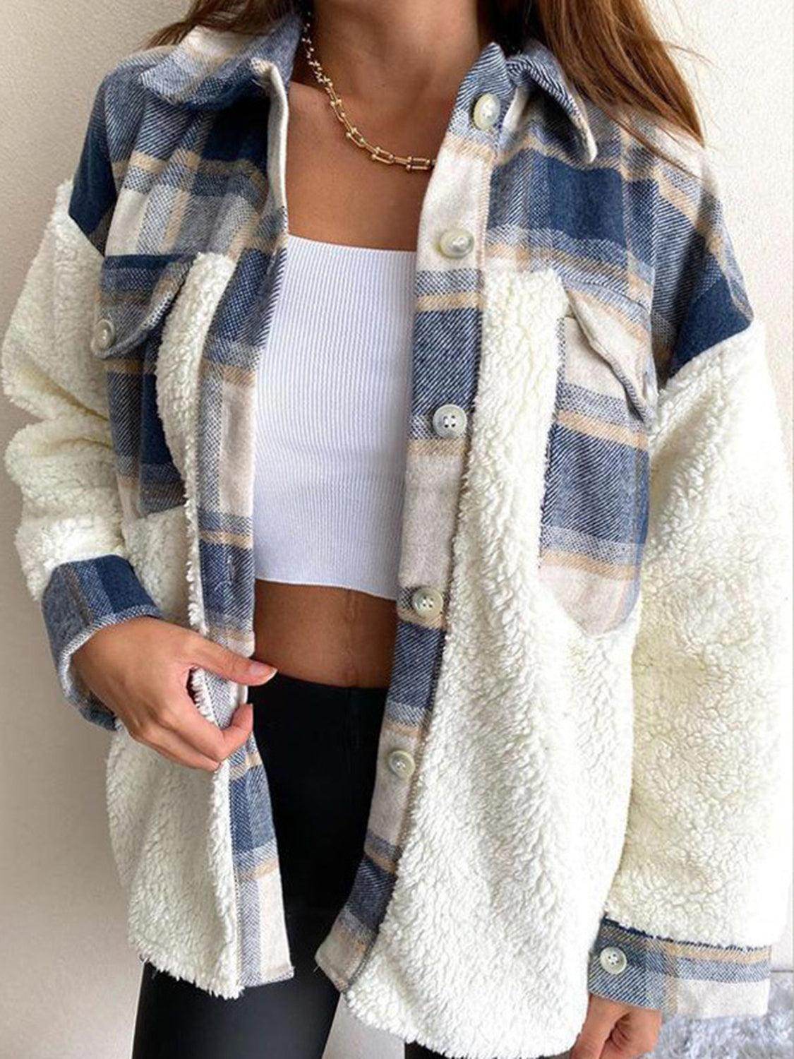 Fuzzy Button Up Long Sleeve Jacket for Cozy Style