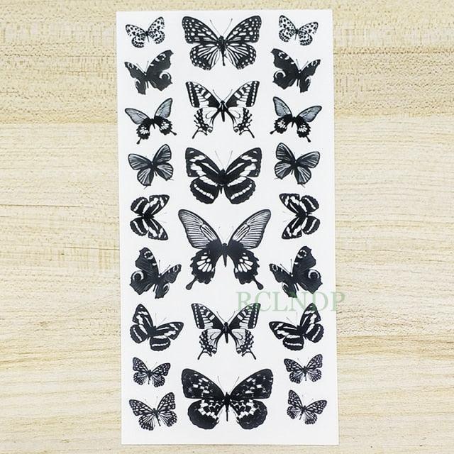 3D Butterfly Waterproof Temporary Tattoo Sticker Snake Flowers Elegant Small Popular Tattoo For Womens Mens