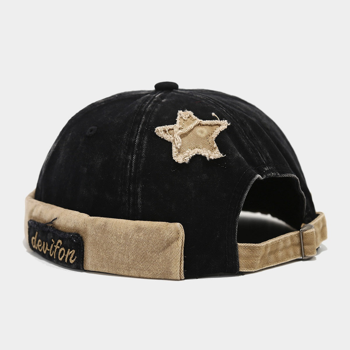 Men And Women Can Wear This Vintage Hat With Frayed Edges, Featuring A Five-point Star Patch. It&